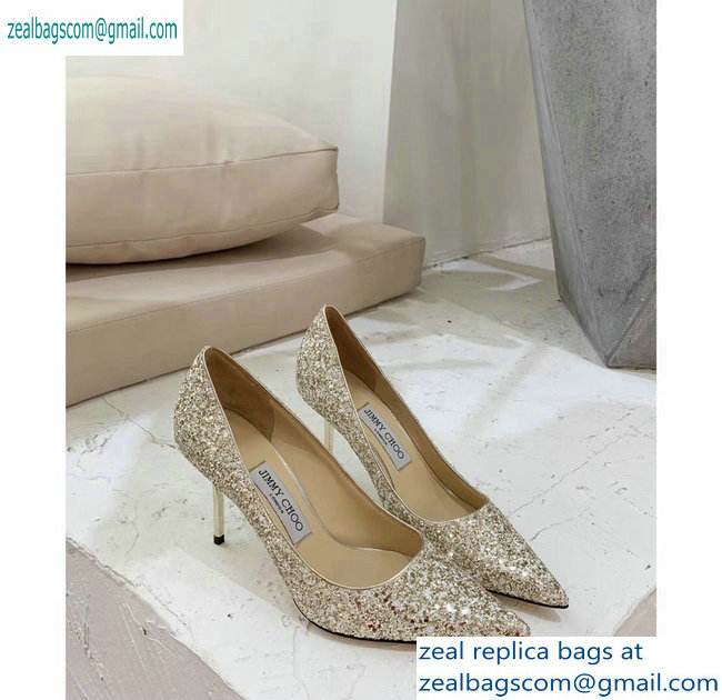 Jimmy Choo Heel 8.5cm Love Pointy Toe Pumps Glitter 05 2019