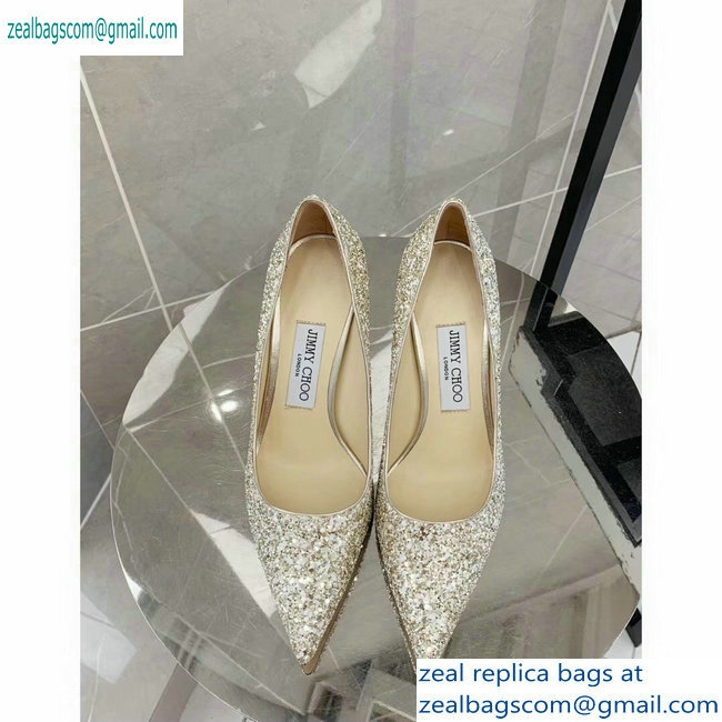 Jimmy Choo Heel 8.5cm Love Pointy Toe Pumps Glitter 05 2019 - Click Image to Close