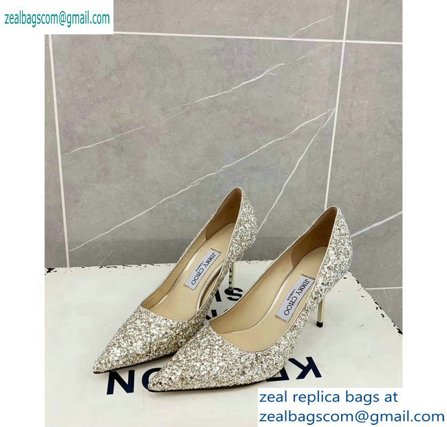 Jimmy Choo Heel 8.5cm Love Pointy Toe Pumps Glitter 05 2019 - Click Image to Close