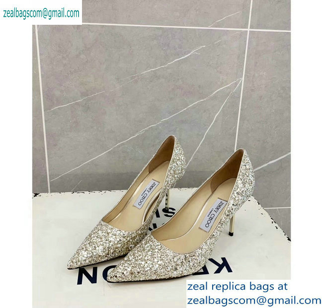 Jimmy Choo Heel 8.5cm Love Pointy Toe Pumps Glitter 05 2019