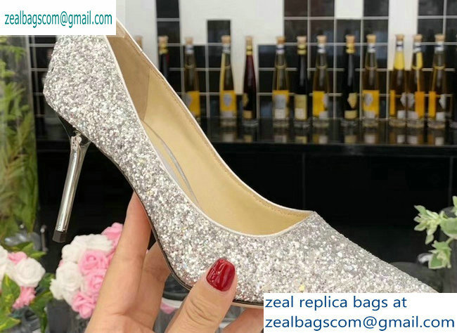 Jimmy Choo Heel 8.5cm Love Pointy Toe Pumps Glitter 06 2019 - Click Image to Close