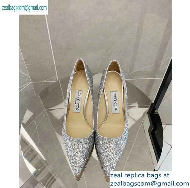 Jimmy Choo Heel 8.5cm Love Pointy Toe Pumps Glitter 06 2019