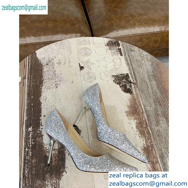 Jimmy Choo Heel 8.5cm Love Pointy Toe Pumps Glitter 06 2019 - Click Image to Close