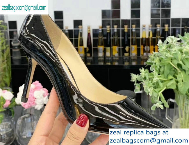 Jimmy Choo Heel 8.5cm Love Pointy Toe Pumps Patent Black 2019