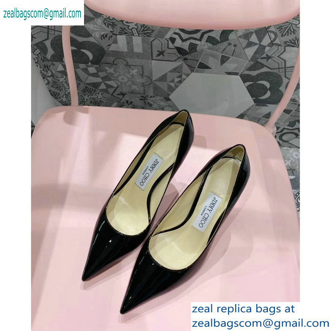 Jimmy Choo Heel 8.5cm Love Pointy Toe Pumps Patent Black 2019