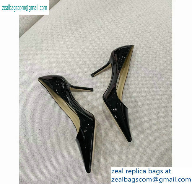 Jimmy Choo Heel 8.5cm Love Pointy Toe Pumps Patent Black 2019 - Click Image to Close