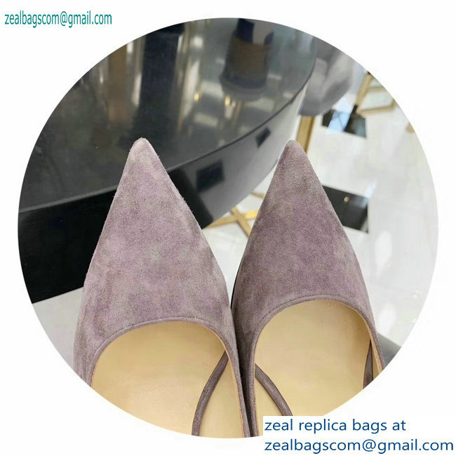 Jimmy Choo Heel 8.5cm Love Pointy Toe Pumps Suede Gray 2019 - Click Image to Close