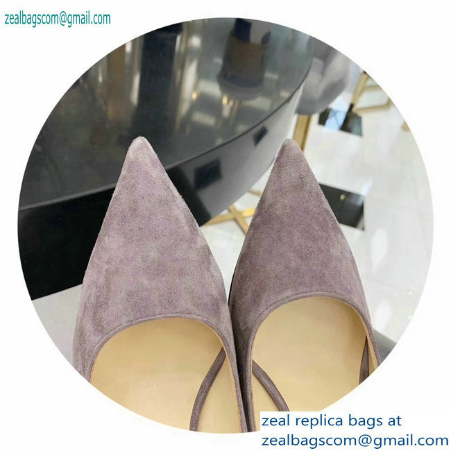 Jimmy Choo Heel 8.5cm Love Pointy Toe Pumps Suede Gray 2019