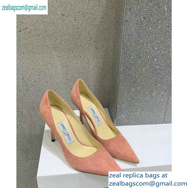 Jimmy Choo Heel 8.5cm Love Pointy Toe Pumps Suede Pink 2019