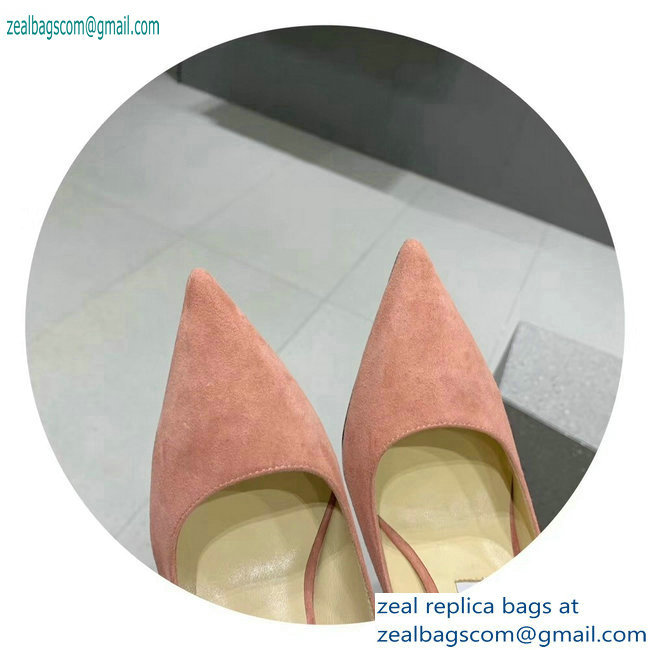 Jimmy Choo Heel 8.5cm Love Pointy Toe Pumps Suede Pink 2019 - Click Image to Close
