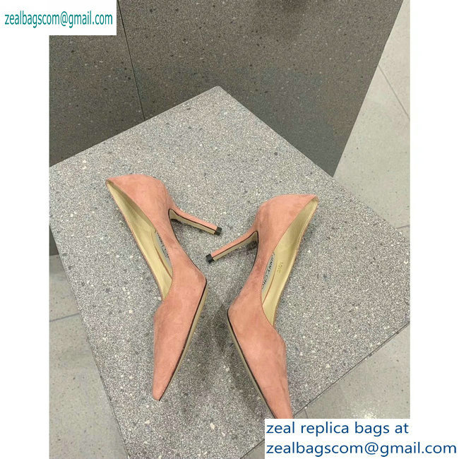 Jimmy Choo Heel 8.5cm Love Pointy Toe Pumps Suede Pink 2019 - Click Image to Close