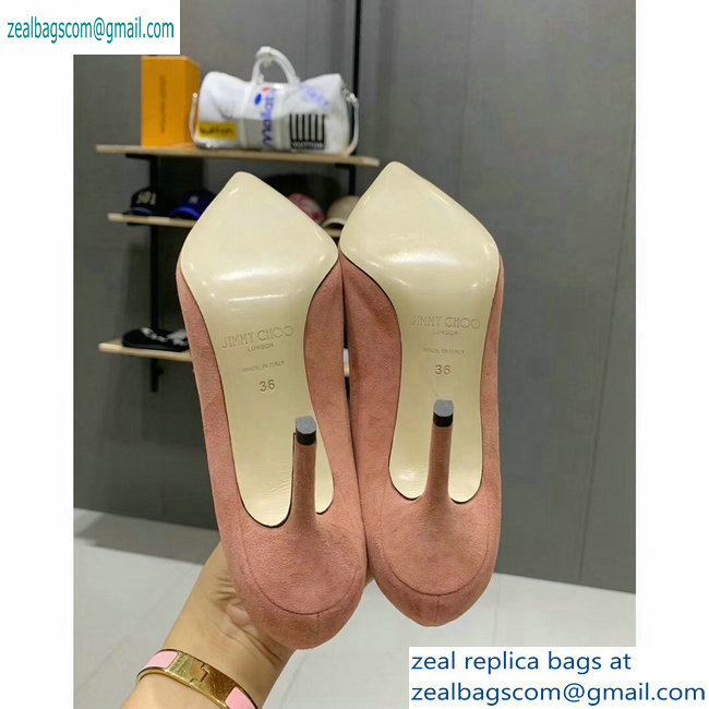Jimmy Choo Heel 8.5cm Love Pointy Toe Pumps Suede Pink 2019