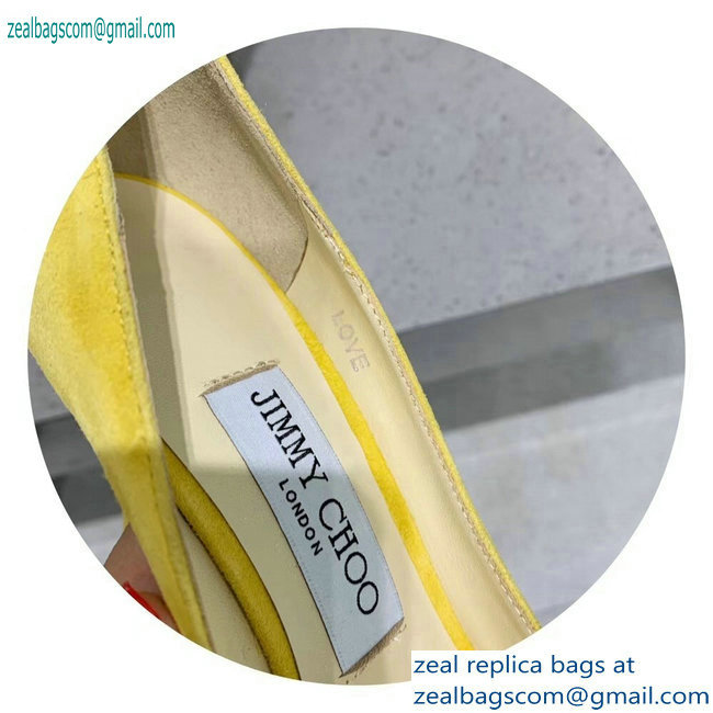 Jimmy Choo Heel 8.5cm Love Pointy Toe Pumps Suede Yellow 2019