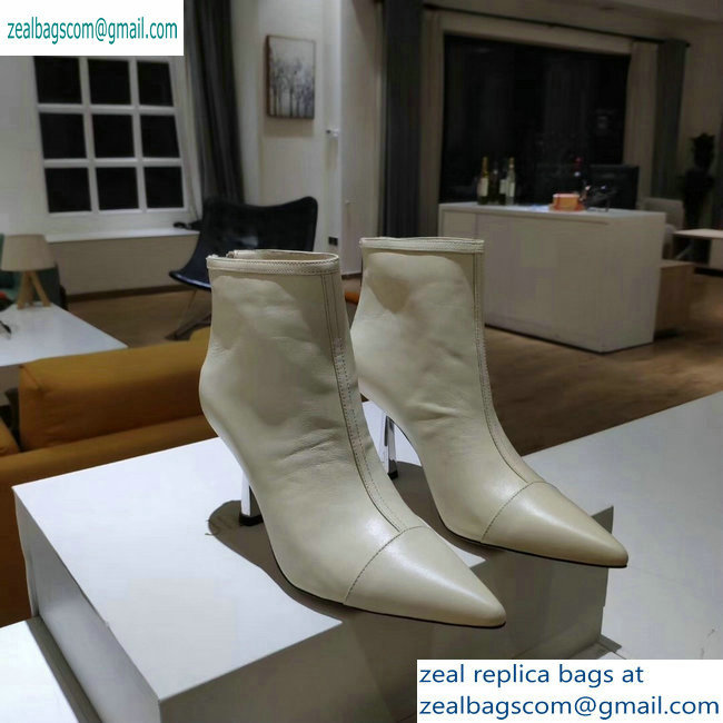 Jimmy Choo Heel 8cm Kix Pointed Toe Boots Leather Creamy 2019