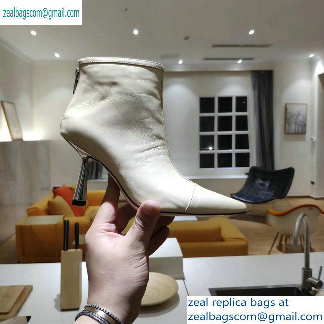Jimmy Choo Heel 8cm Kix Pointed Toe Boots Leather Creamy 2019