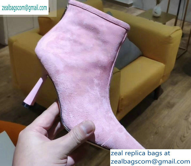 Jimmy Choo Heel 8cm Kix Pointed Toe Boots Suede Pink 2019