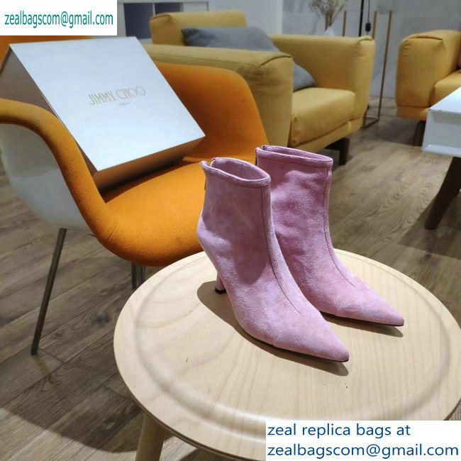Jimmy Choo Heel 8cm Kix Pointed Toe Boots Suede Pink 2019 - Click Image to Close