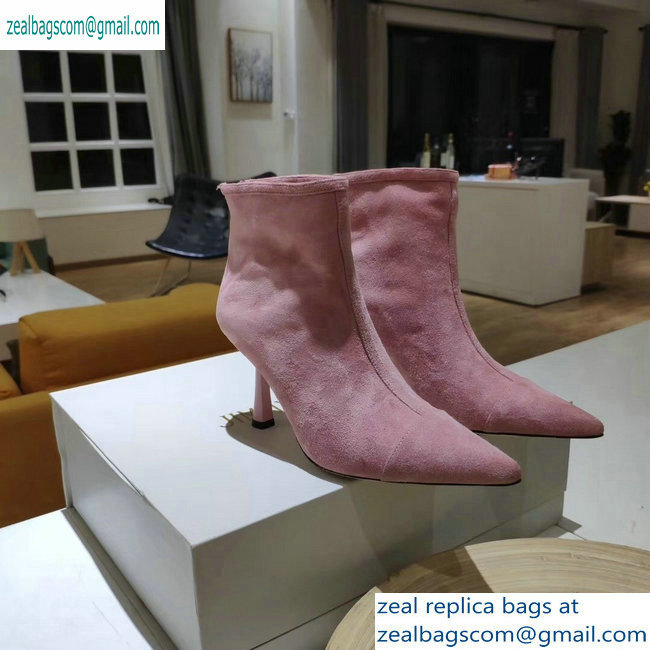 Jimmy Choo Heel 8cm Kix Pointed Toe Boots Suede Pink 2019