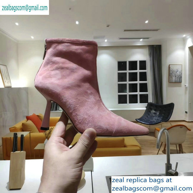 Jimmy Choo Heel 8cm Kix Pointed Toe Boots Suede Pink 2019