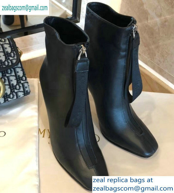 Jimmy Choo Heel 9.5cm Calfskin Ankle Boots Black with Front Zip 2019 - Click Image to Close