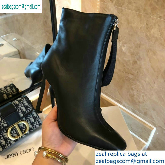 Jimmy Choo Heel 9.5cm Calfskin Ankle Boots Black with Front Zip 2019 - Click Image to Close