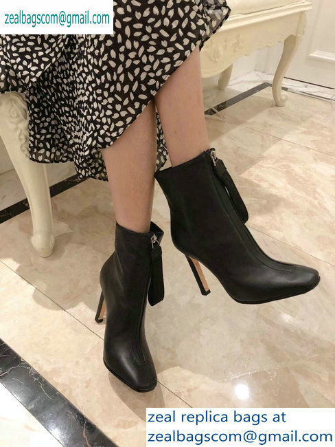 Jimmy Choo Heel 9.5cm Calfskin Ankle Boots Black with Front Zip 2019