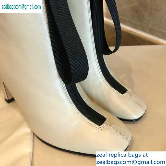 Jimmy Choo Heel 9.5cm Calfskin Ankle Boots Creamy with Front Zip 2019