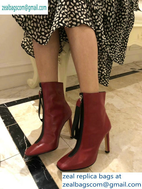 Jimmy Choo Heel 9.5cm Calfskin Ankle Boots Red with Front Zip 2019