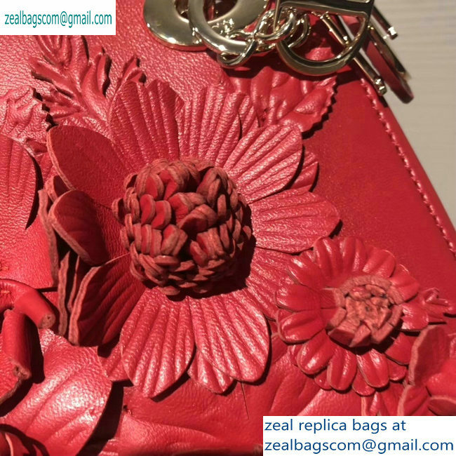 Lady Dior Bag in Red Lambskin with Embroidered Flowers Fall 2019 - Click Image to Close