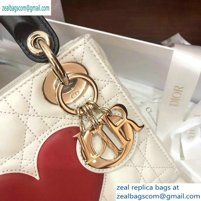 Lady Dior Mini Bag white with a red heart - Click Image to Close