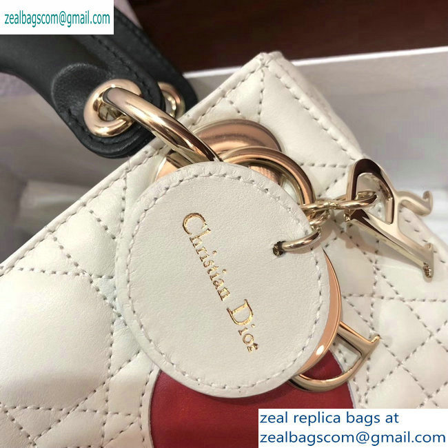 Lady Dior Mini Bag white with a red heart - Click Image to Close