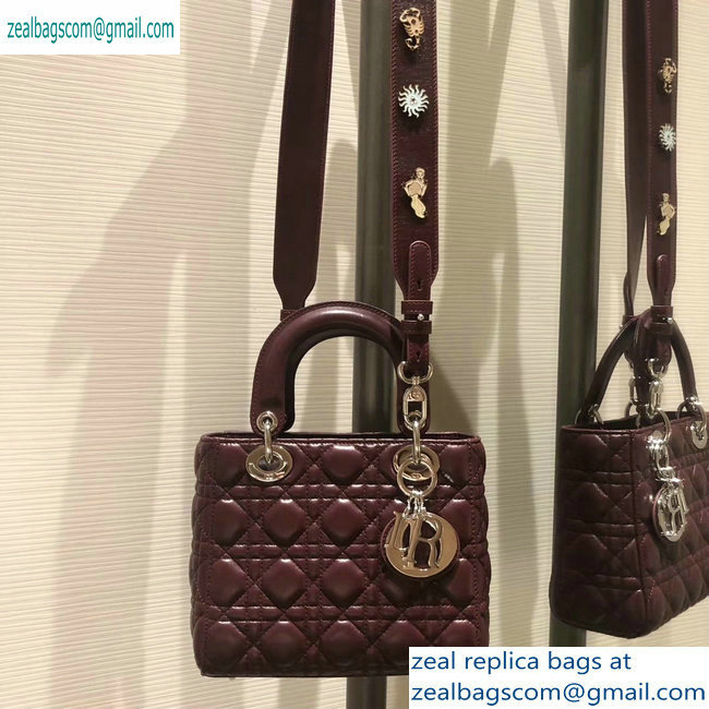 Lady Dior My ABCDior Bag in Cannage with Badges burgundy 2019