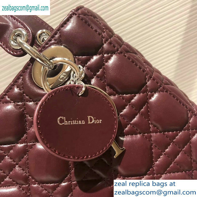 Lady Dior My ABCDior Bag in Cannage with Badges burgundy 2019 - Click Image to Close