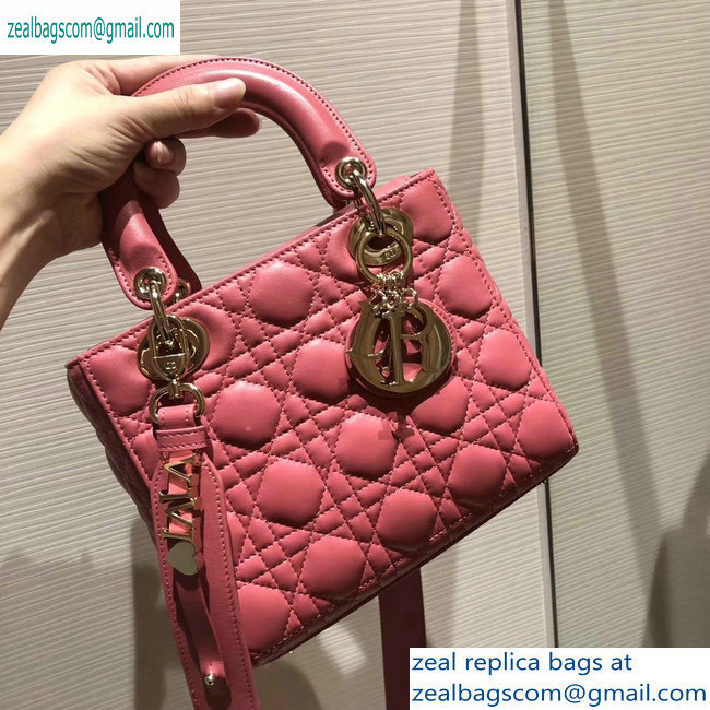 Lady Dior My ABCDior Bag in Cannage with Badges peach pink 2019