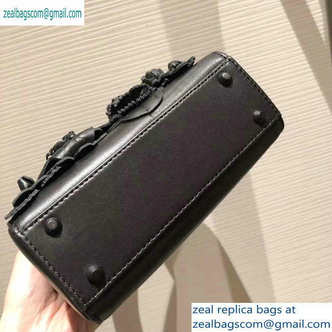 Lady Dior bag in black lambskin with embroidered flowers FALL 2019