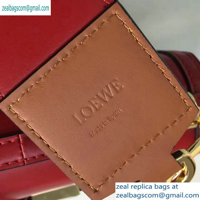 Loewe Boxcalf Barcelona Small Bag Dark Red with Two Shoulder Strap