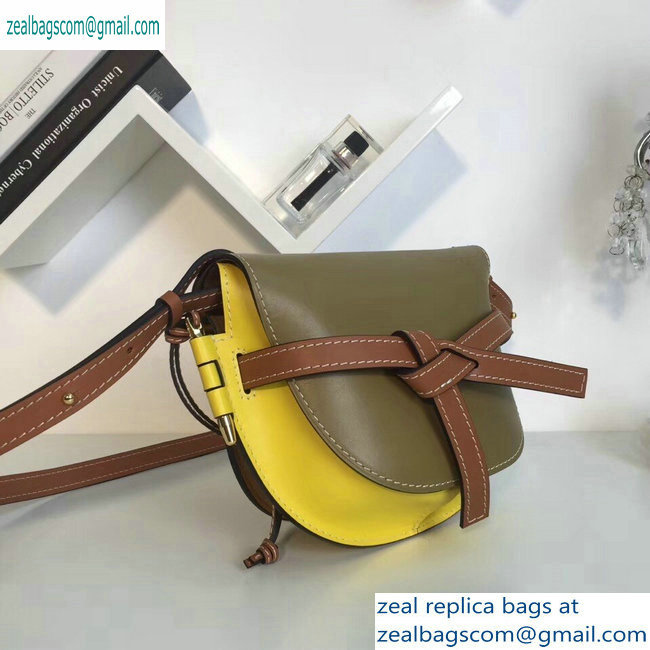 Loewe Calf Gate Small Bag Army Green/Yellow - Click Image to Close