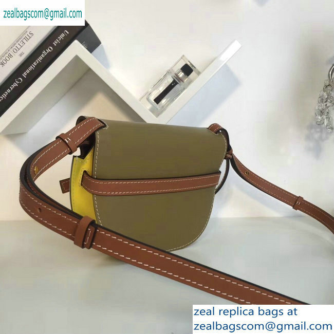 Loewe Calf Gate Small Bag Army Green/Yellow - Click Image to Close