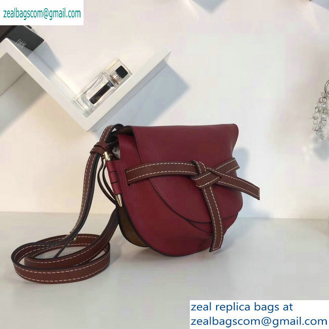 Loewe Calf Gate Small Bag Grained Burgundy