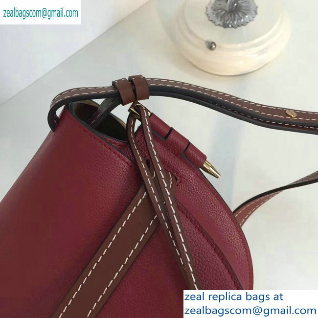 Loewe Calf Gate Small Bag Grained Burgundy