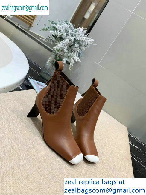 Loewe Calfskin Ankle Boots Brown/White 2019