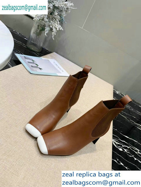 Loewe Calfskin Ankle Boots Brown/White 2019
