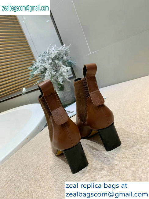 Loewe Calfskin Ankle Boots Brown/White 2019