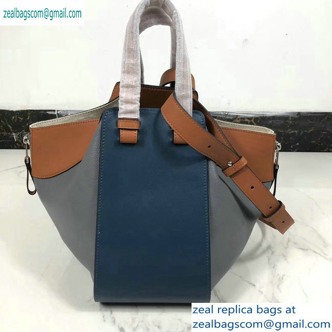 Loewe Classic Calf Hammock Small Bag Royal Blue/Gray/Khaki - Click Image to Close