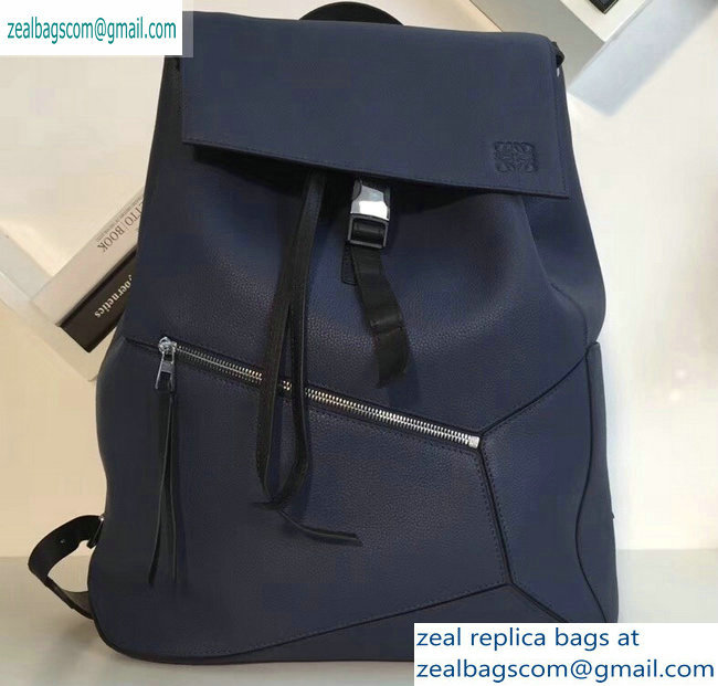 Loewe Soft Natural Calf Puzzle Backpack Bag Navy Blue