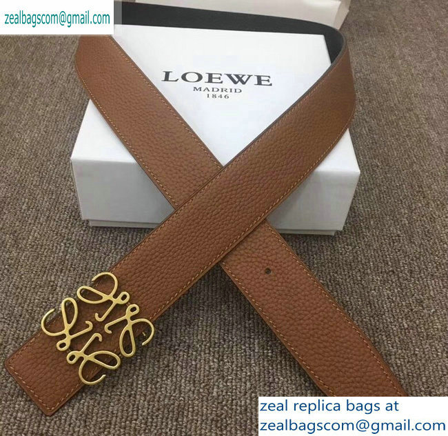 Loewe Width 3.8cm Leather Belt Khaki With Anagram Buckle - Click Image to Close