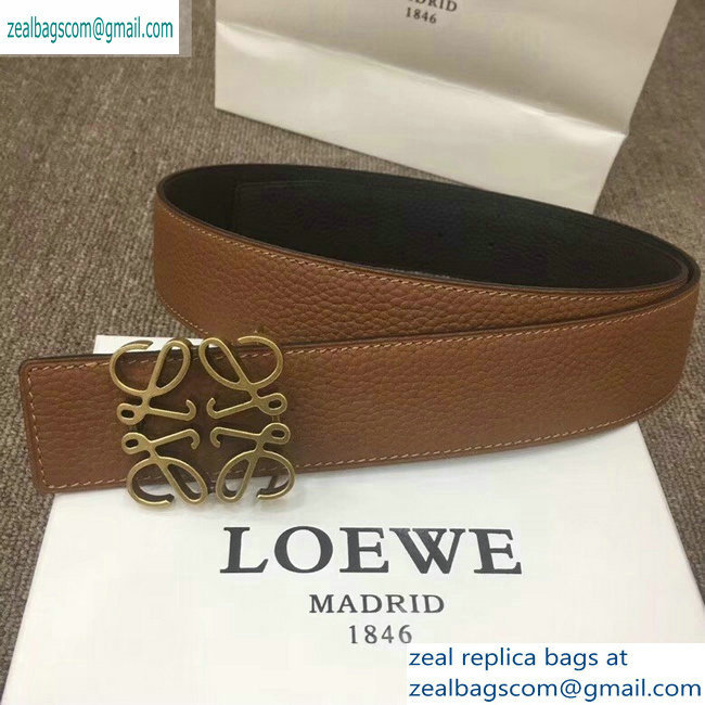 Loewe Width 3.8cm Leather Belt Khaki With Anagram Buckle - Click Image to Close