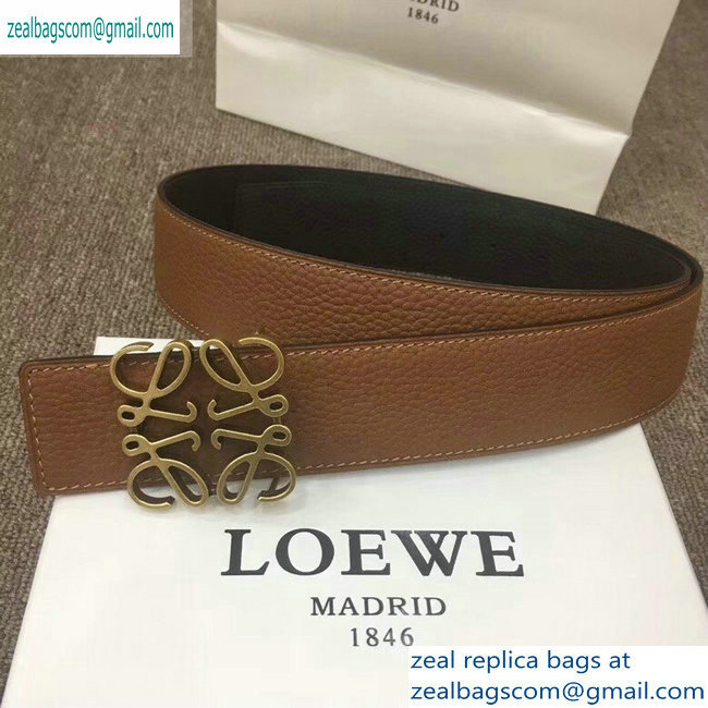 Loewe Width 3.8cm Leather Belt Khaki With Anagram Buckle