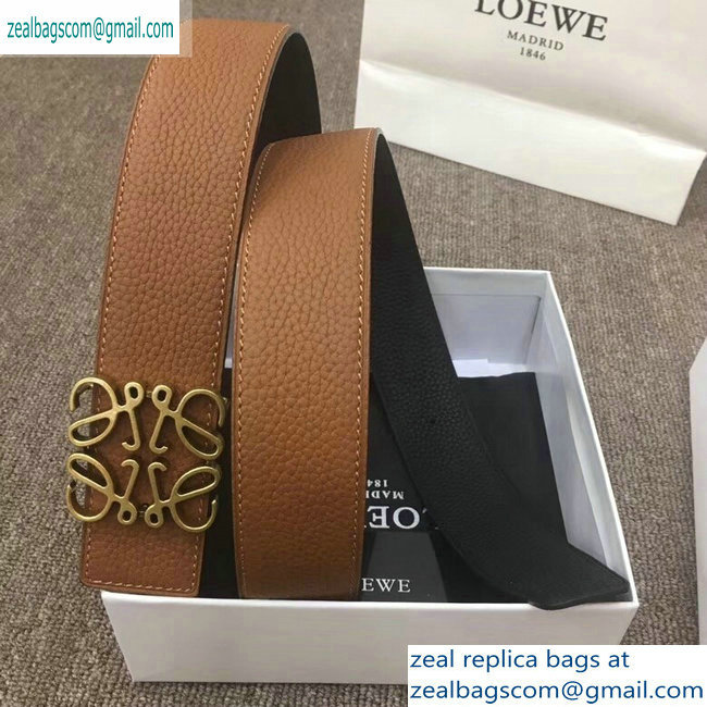 Loewe Width 3.8cm Leather Belt Khaki With Anagram Buckle - Click Image to Close