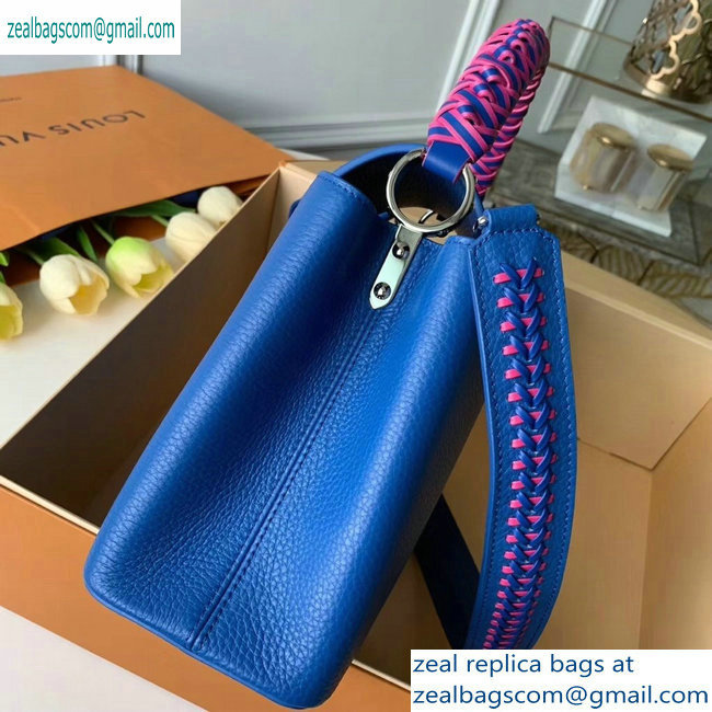 Louis Vuitton Capucines PM Bag Braided Handle and Strap Blue